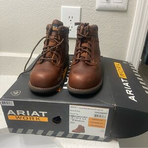 Ariat Brown Leather Work Boots composite toe